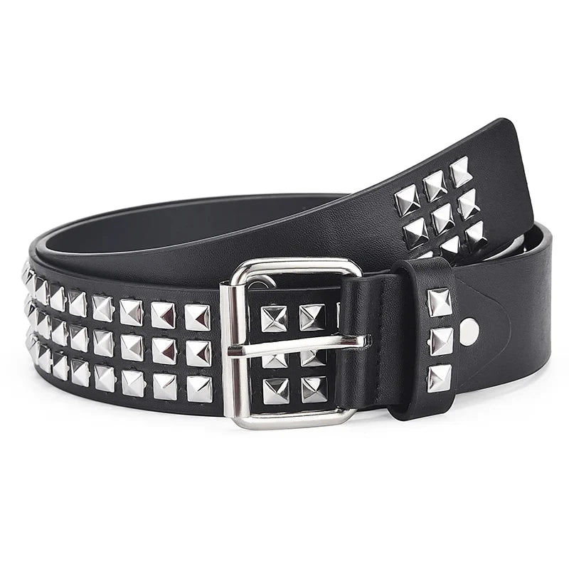 2024New Square Bead Rivet Belt Metal Pyramid Belt Men and Women Punk Hardware Jeans Belt Y2K Belt Designer Belt Women's Belts
