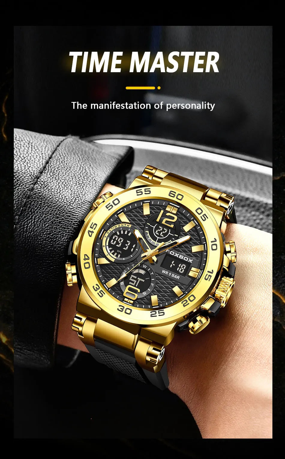 LIGE New Watches For Men 50M Waterproof Clock Alarm reloj hombre LCD Dual Display Wristwatch Quartz Military Sports Mens Watch