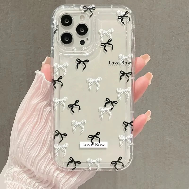 Colorful Bow Print Phone Case For iPhone 11 12 13 14 15 16 Pro Max XR X XS Mini 8 7 Plus SE 2020 2022 Shockproof Fundas