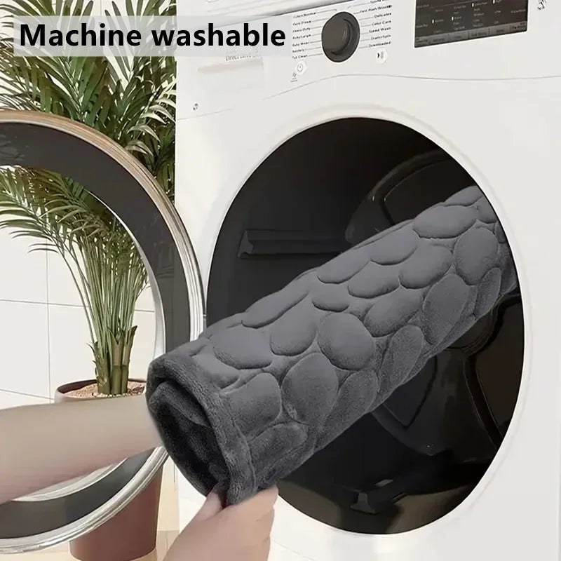 Embossed Bath Mat Non Slip Absorbent Quick Drying Machine Washable Cobblestone Floor Mats for Bathroom and Shower