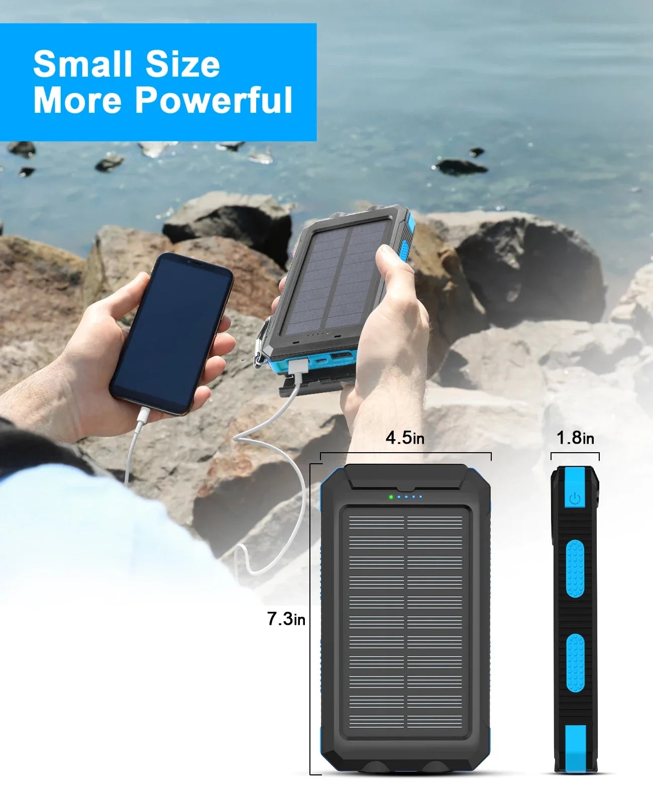 200000mAh Solar Power Bank Dual USB Travel Outdoor Portable External Battery Waterproof Powerbank For Camping Spare Battery