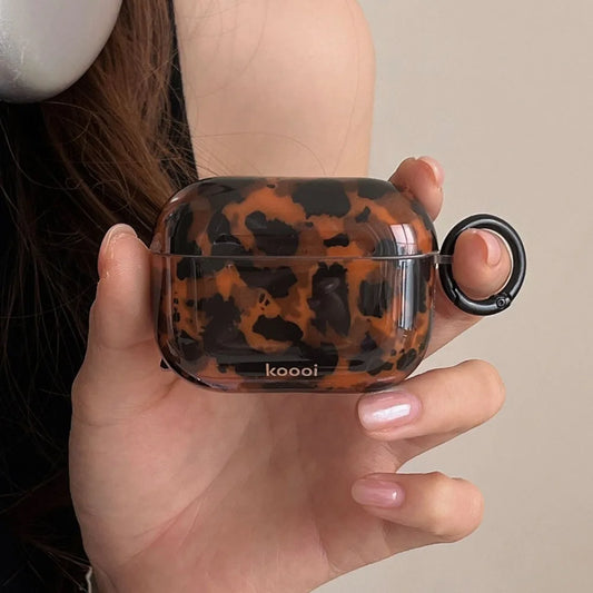 Ins Leopard Print Earphone Case For Airpods 4 Pro 2 With Hook Soft Protective Cover For Airpods Pro 3 2 1 3rd Generation Shell