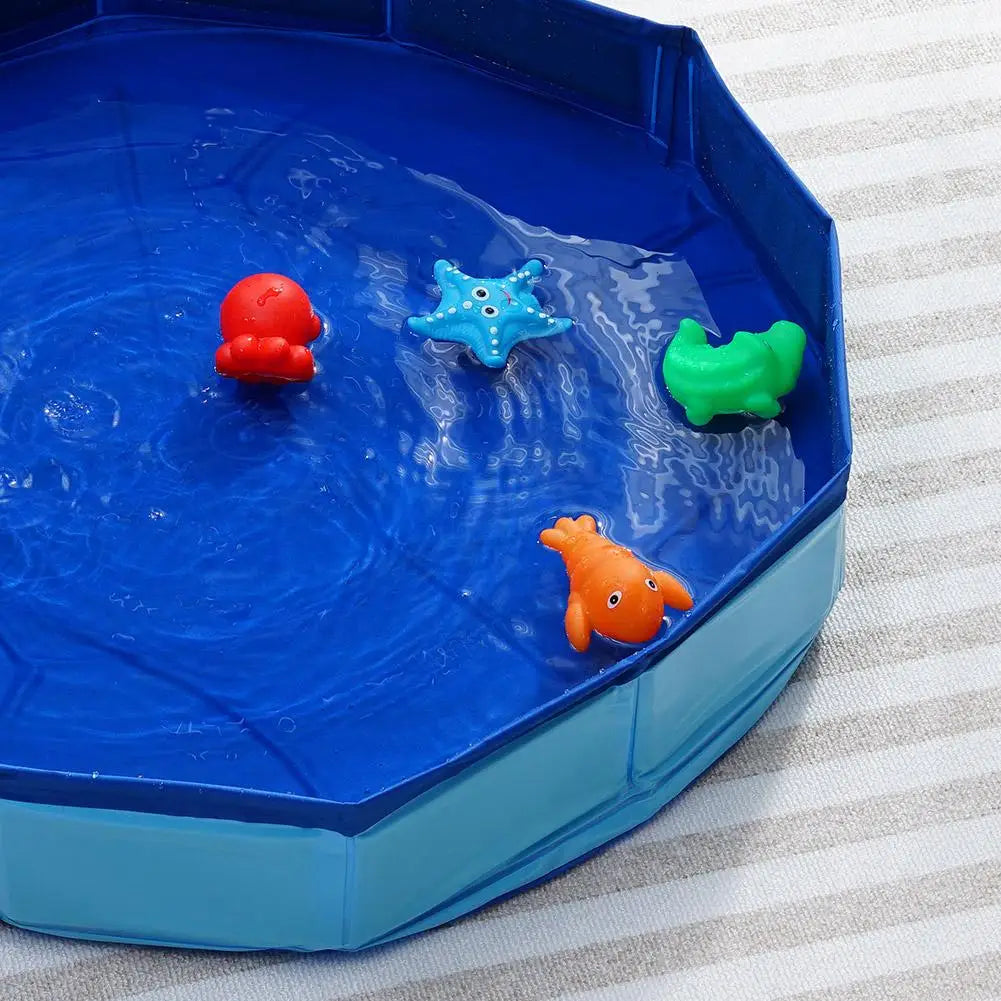 Foldable Dog Bath Swimming Pool Cat Pool Toy With Fish-Water Endless Self Play Interactive Cat Toys Pet Cleaning Water Basin