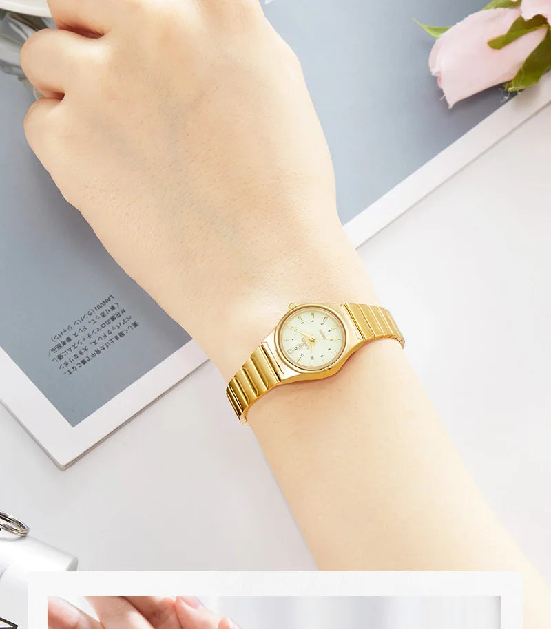 Brand New Wonen Watch Luxury Golden Quartz Stainless Steel Bracelet Waterproof Ladies Golden Wristwatch Girl Clock Relogio mujer
