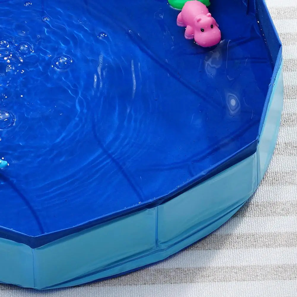 Foldable Dog Bath Swimming Pool Cat Pool Toy With Fish-Water Endless Self Play Interactive Cat Toys Pet Cleaning Water Basin