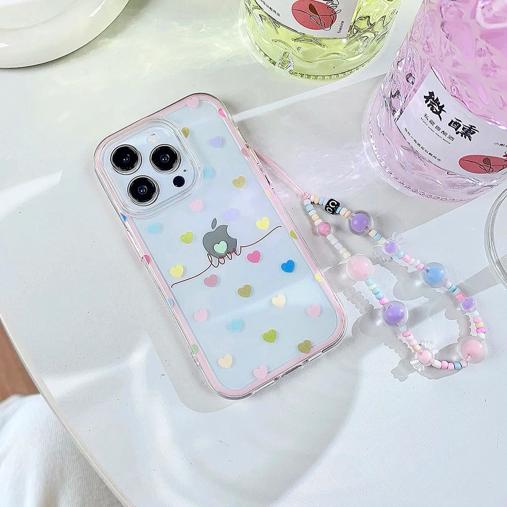 Cute Colorful Love Heart Phone Case for IPhone 13 Funda IPhone 16 15 14 Pro Max 15 pro Lovely Clear Silicone Soft Fashion Cover