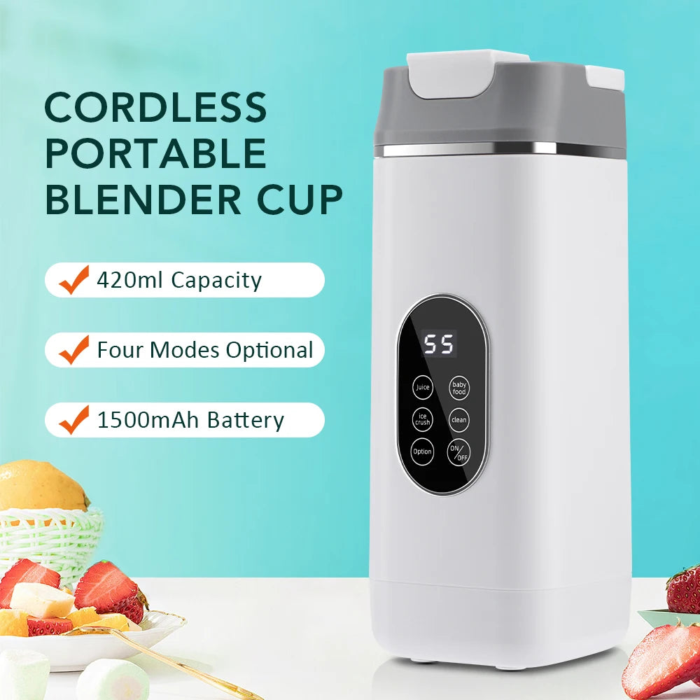 Electric Blender Fruit Juice Cup 12 Blades Crushed Ice Juiceing Cup for Smoothies and Shakes LED Display Portable Juicer Mixer