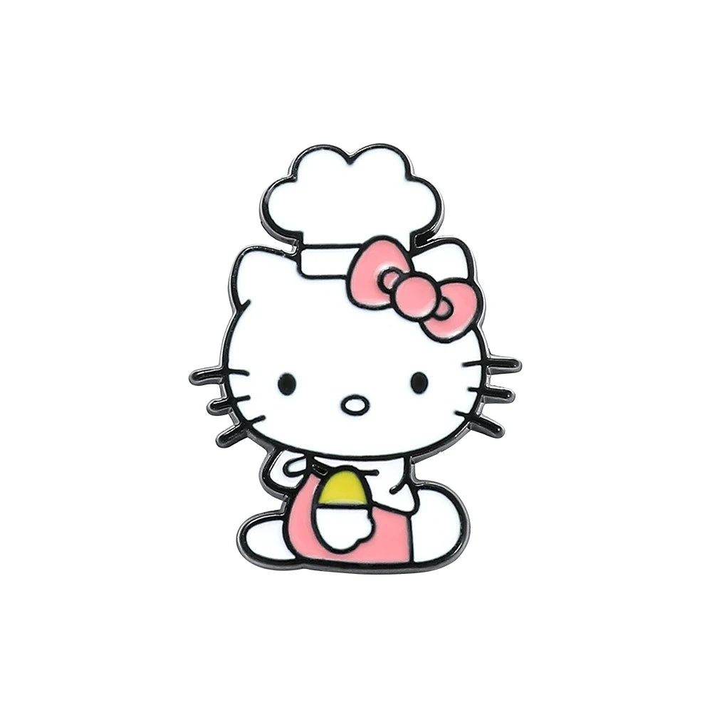 5 Pcs Fairy Tale Anime Sanrio Sticker Cute Hello Kitty Enamel Metal Backpack Mobile Accessories Gift For Friends