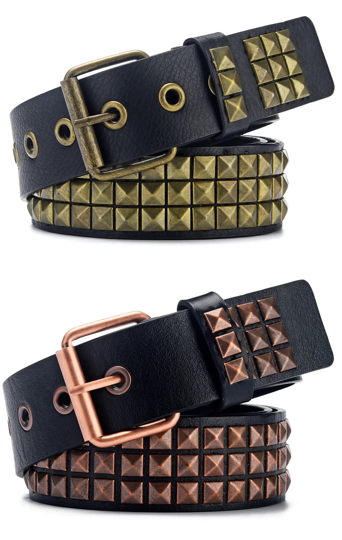 2024New Square Bead Rivet Belt Metal Pyramid Belt Men and Women Punk Hardware Jeans Belt Y2K Belt Designer Belt Women's Belts