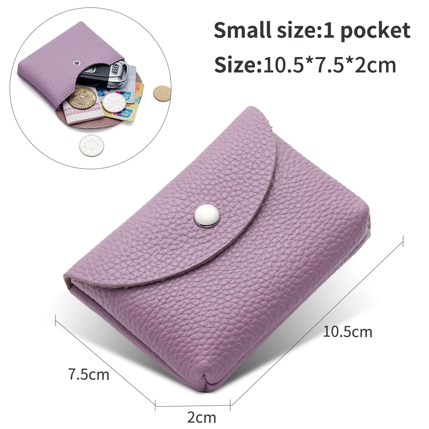 Genuine Leather Short Coin Wallets Card Holder Bag Case Portable Retro Cowhide Small Money Purse For Men Women Earphone Pouch