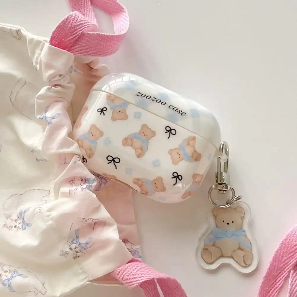 Hot Cute Cartoon Bear Earphone Protective Case for AirPods 1 2 3 4 Pro 2rd Soft Anti-fall Protect Cover with Lovely Pendant