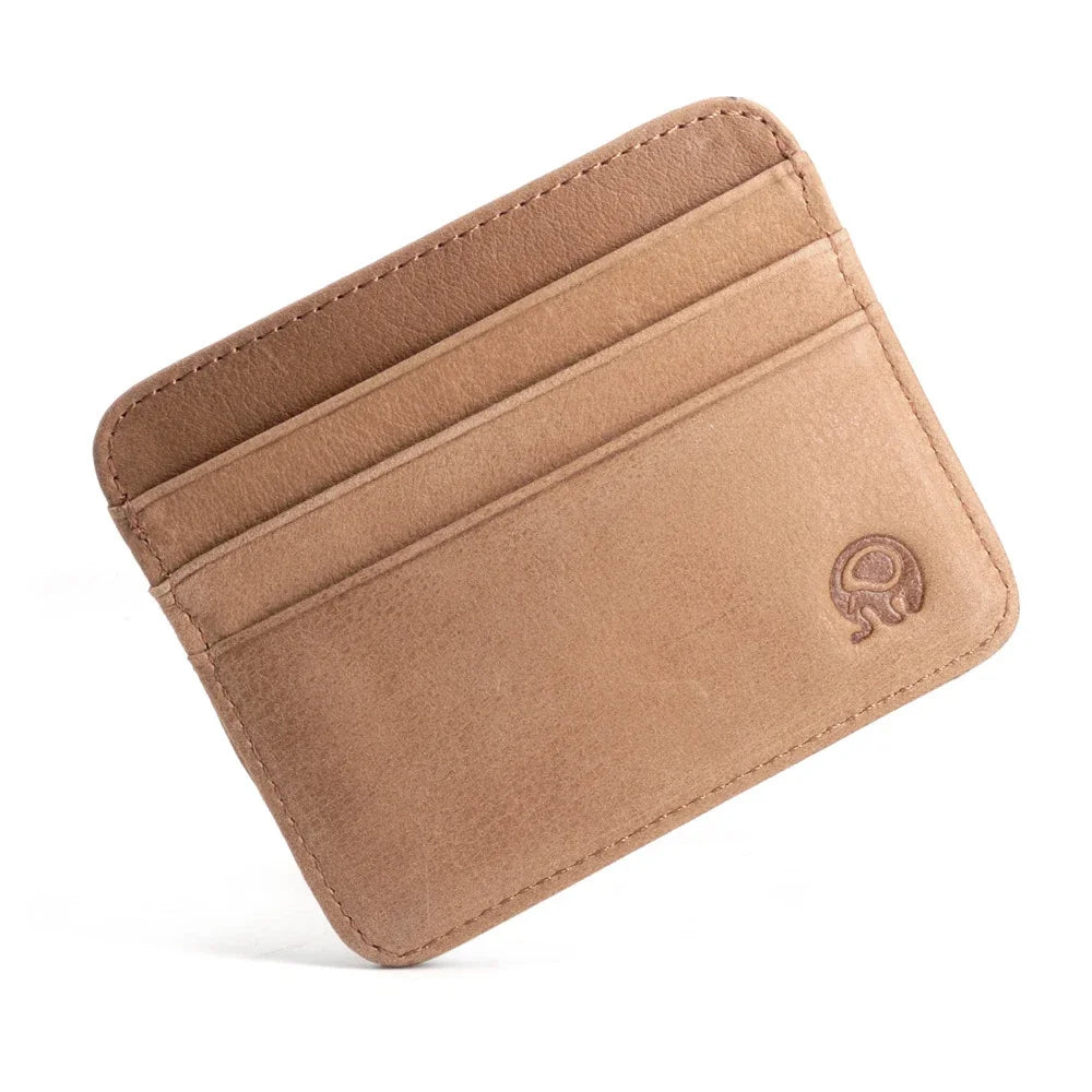 New Thin Genuine Leather Mini Wallet Slim Bank Credit Card Holder Men's Business Small ID Case For Man Purse 6 Slots Cardholder