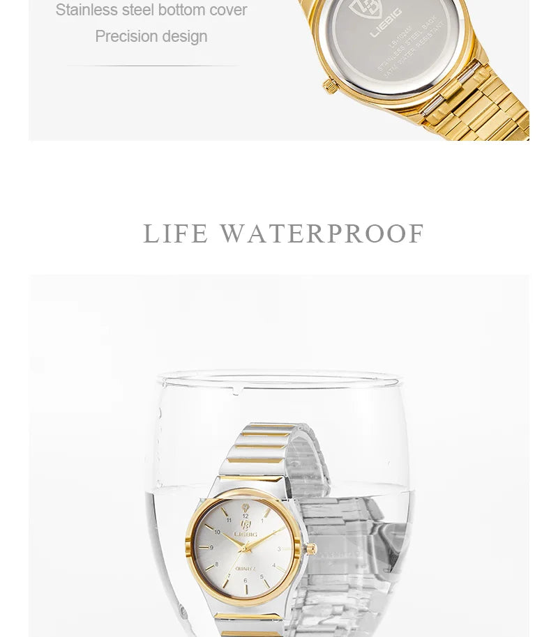 Brand New Wonen Watch Luxury Golden Quartz Stainless Steel Bracelet Waterproof Ladies Golden Wristwatch Girl Clock Relogio mujer