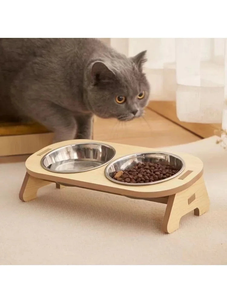 Pet Feeder Double Cat Food Bowl with Anti-Knockover Design Dog Water Feeding Container Cat Food Bowl Stander pet products