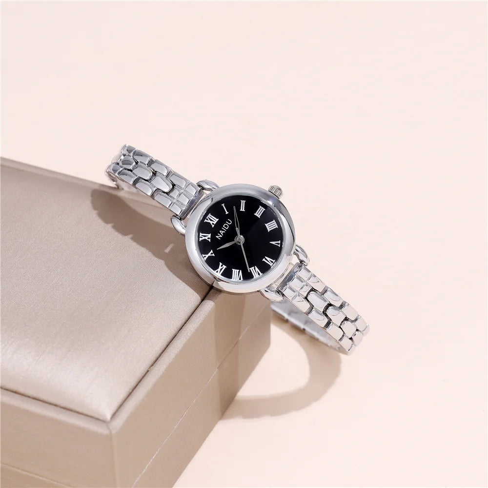 trendy small dial quartz women lady bracelet steel watch