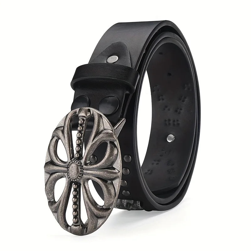 Men's Belt Bohemian Style Belt Vintage Inlaid Skeleton Head Women's Belt Riveted Belt Six Star Belt Punk Rock Sexpot Y2K Belts
