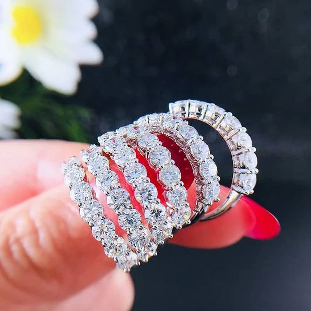 Huitan High-quality Silver Plated Finger-ring for Women Luxury Inlaid CZ Stone Simple Stylish Wedding Bands Female Ring Jewelry