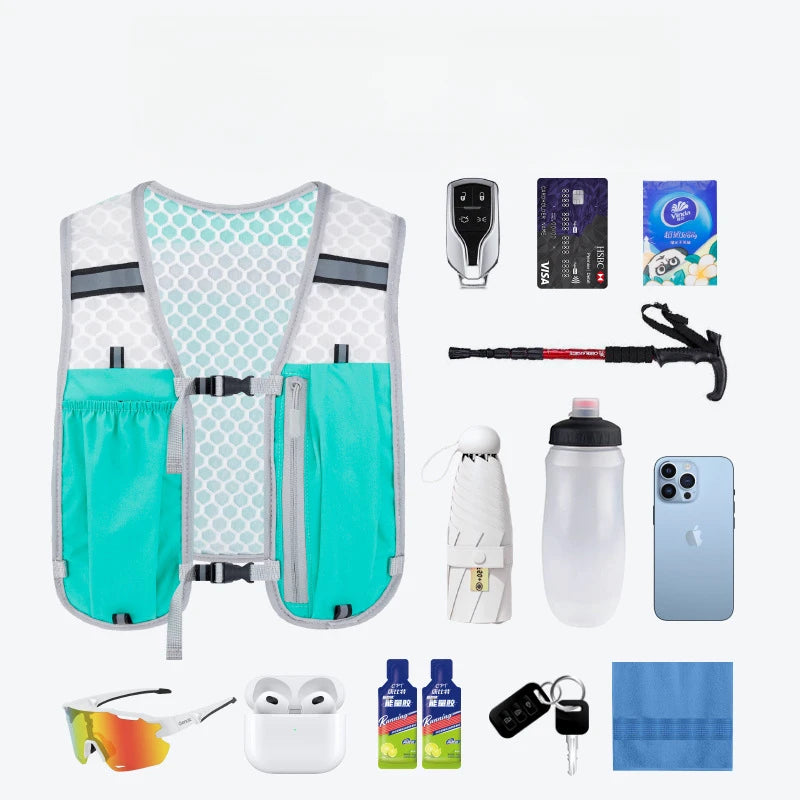 Running Outdoor Cycling Vest Nylon Lightweight Sports Storage Backpack Hiking Trekking Breathable Adjustable Straps Fitness Gear