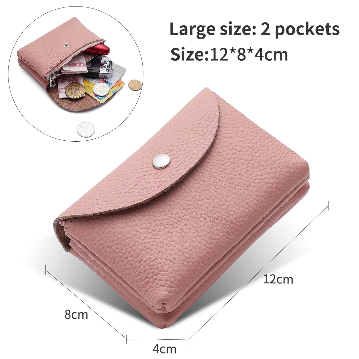 Genuine Leather Short Coin Wallets Card Holder Bag Case Portable Retro Cowhide Small Money Purse For Men Women Earphone Pouch