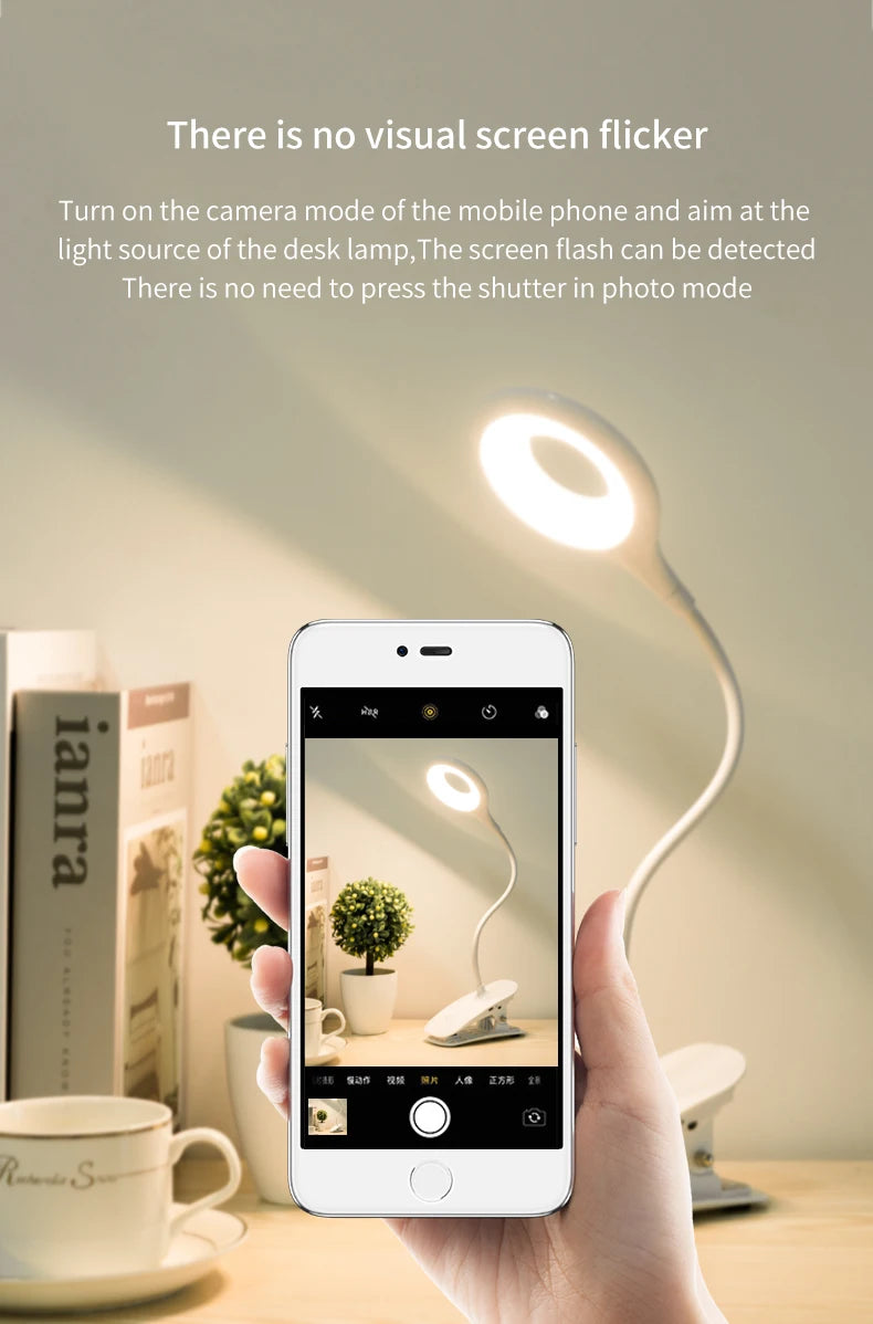 LED Desk Lamp Clip on Type USB Charging With Built In Lithium Battery Touch Dimming Student Learning Reading Table Lamp