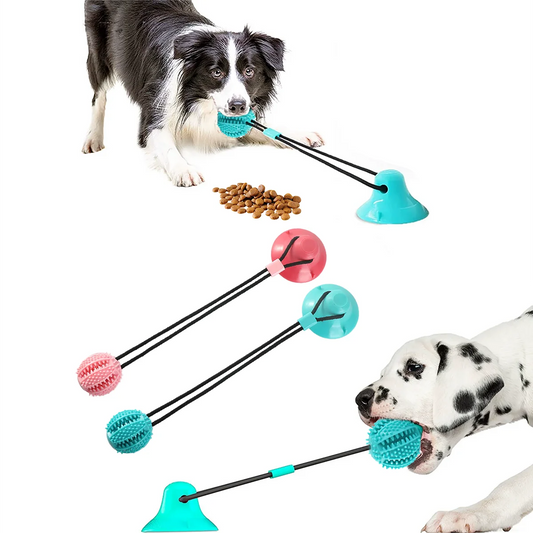 Suction Cup Tug-of-War Dog Toy | Interactive Training Chew-Proof Puppy Toy for Small/Medium Dogs | Dental Care & Treat Dispenser