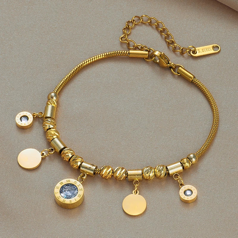 DIEYURO 316 Stainless Steel Butterfly Lightning Green Stone Charm Bracelet For Women Vintage Girls Multilayer Wrist Jewelry Gift