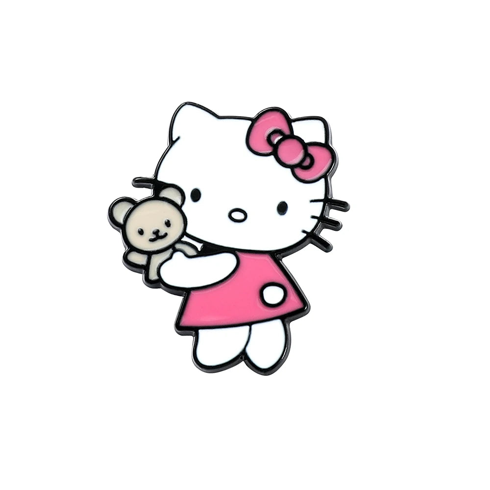 5 Pcs Fairy Tale Anime Sanrio Sticker Cute Hello Kitty Enamel Metal Backpack Mobile Accessories Gift For Friends