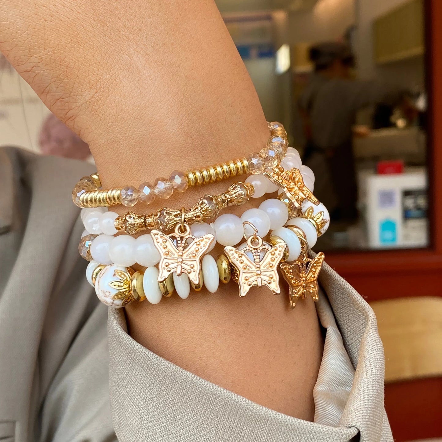 4pcs String Bead Lady Bracelet New Fashion Style Hand Chain Bracelet Set Four-piece Butterfly Bracelet