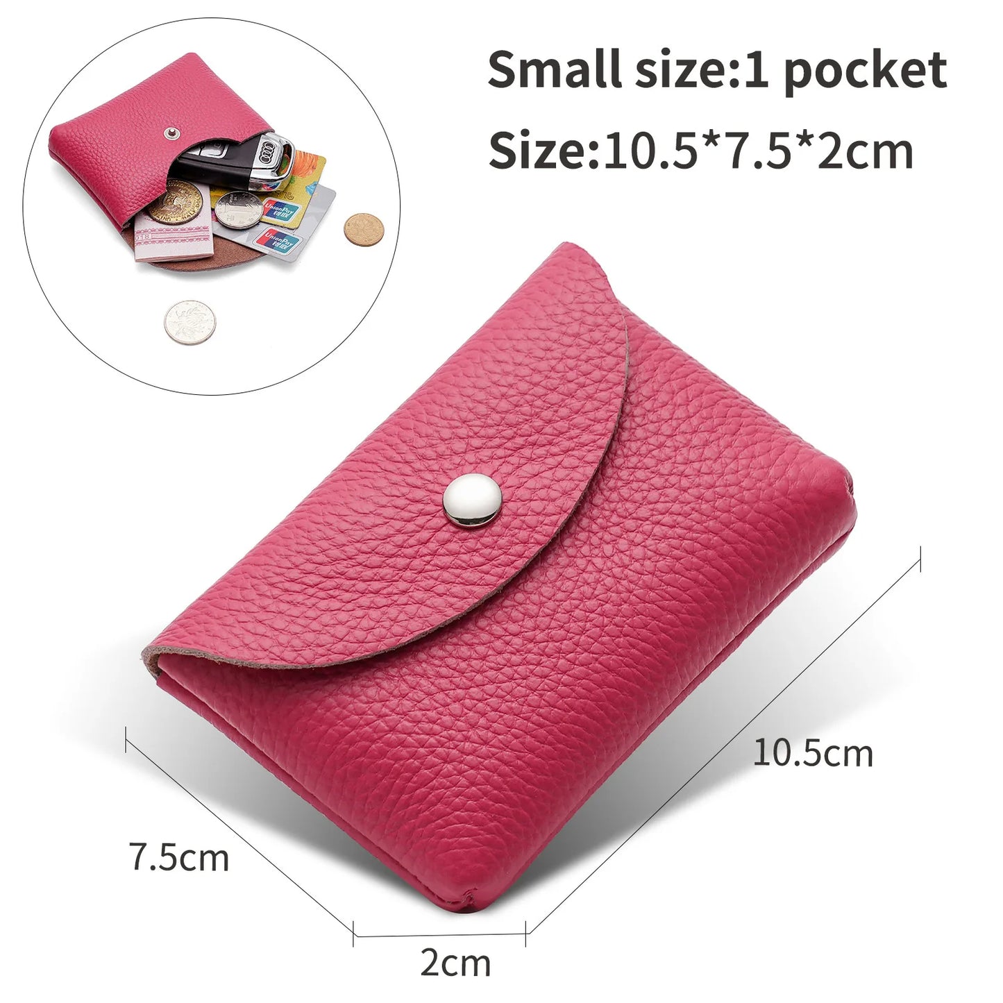 Genuine Leather Short Coin Wallets Card Holder Bag Case Portable Retro Cowhide Small Money Purse For Men Women Earphone Pouch