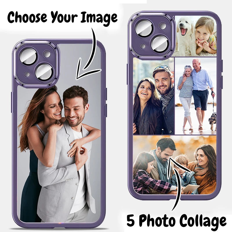 Personalized DIY Customized Picture Name Photo Phone Case For iPhone 16 15 14 Pro Max 13 12 Pro Max 11 Protective Soft Cover