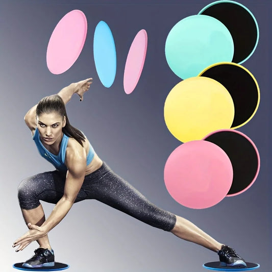 2pcs Solid Color Yoga Sliding Discs, Yoga Fitness Foot Sliding Pads, Workout Equipment For Abdominal Core Training, Body Shaping