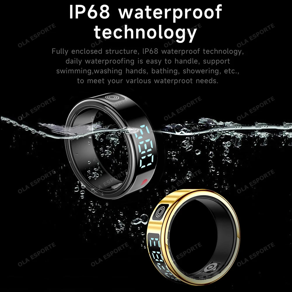 Smart Ring For Men Women Heart Rate Blood Oxygen Monitoring Multi Sports Modes 5ATM & IP68 Waterproof smartring For Android IOS