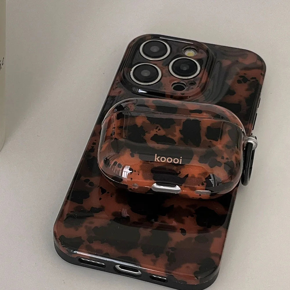Ins Leopard Print Earphone Case For Airpods 4 Pro 2 With Hook Soft Protective Cover For Airpods Pro 3 2 1 3rd Generation Shell