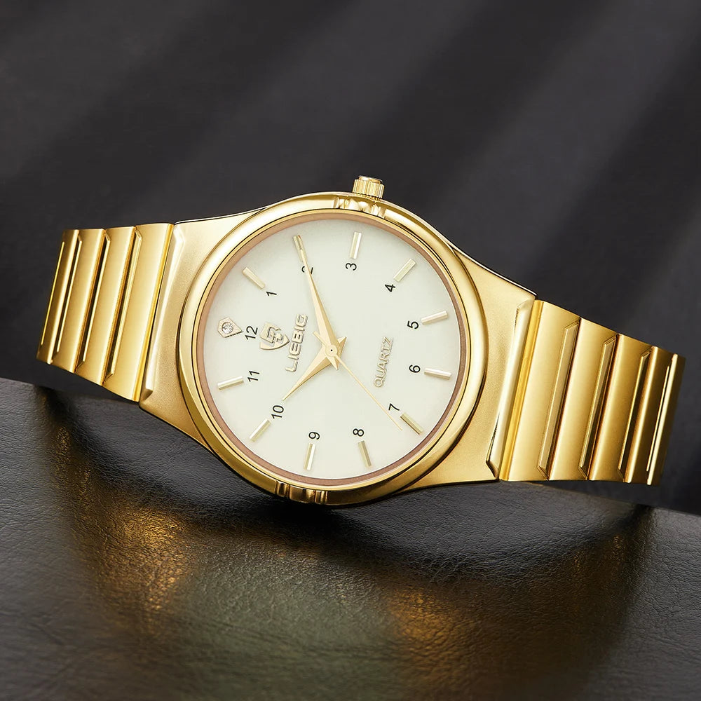 Brand New Wonen Watch Luxury Golden Quartz Stainless Steel Bracelet Waterproof Ladies Golden Wristwatch Girl Clock Relogio mujer