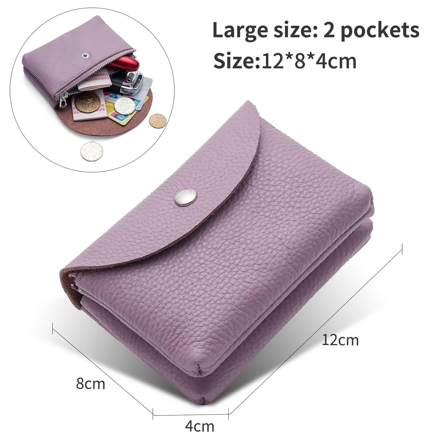 Genuine Leather Short Coin Wallets Card Holder Bag Case Portable Retro Cowhide Small Money Purse For Men Women Earphone Pouch