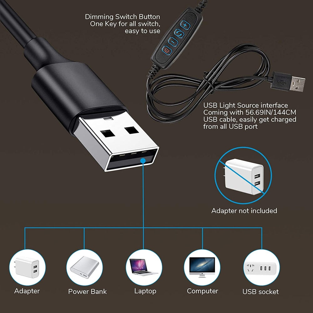 48 LEDs Desk Lamp USB Rechargeable Clip Book Light Flexible Eye Protection Reading Light 3 Level Brightness Adjustable