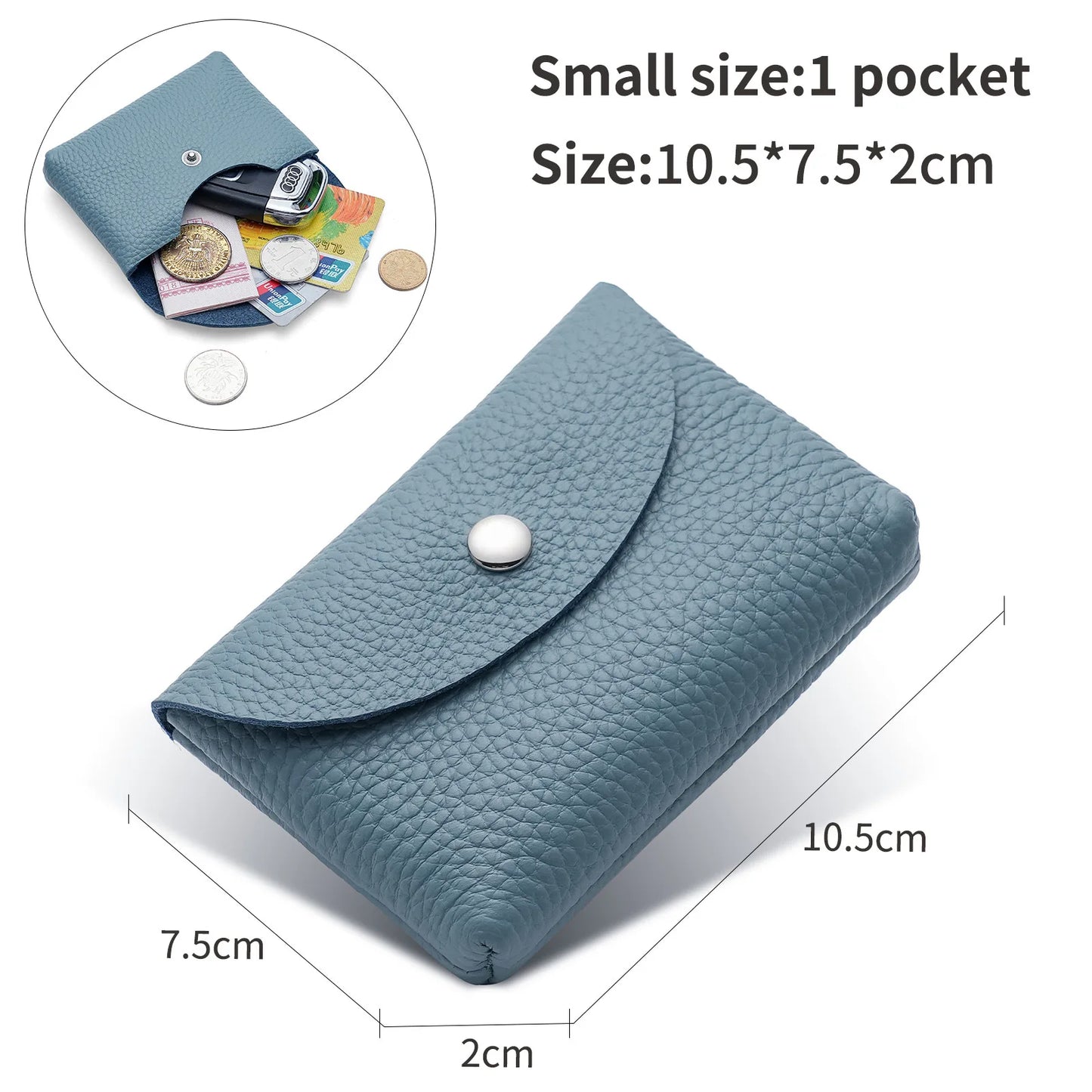 Genuine Leather Short Coin Wallets Card Holder Bag Case Portable Retro Cowhide Small Money Purse For Men Women Earphone Pouch