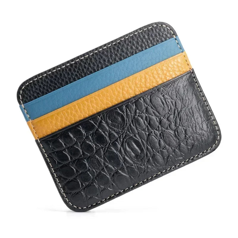 New Thin Genuine Leather Mini Wallet Slim Bank Credit Card Holder Men's Business Small ID Case For Man Purse 6 Slots Cardholder