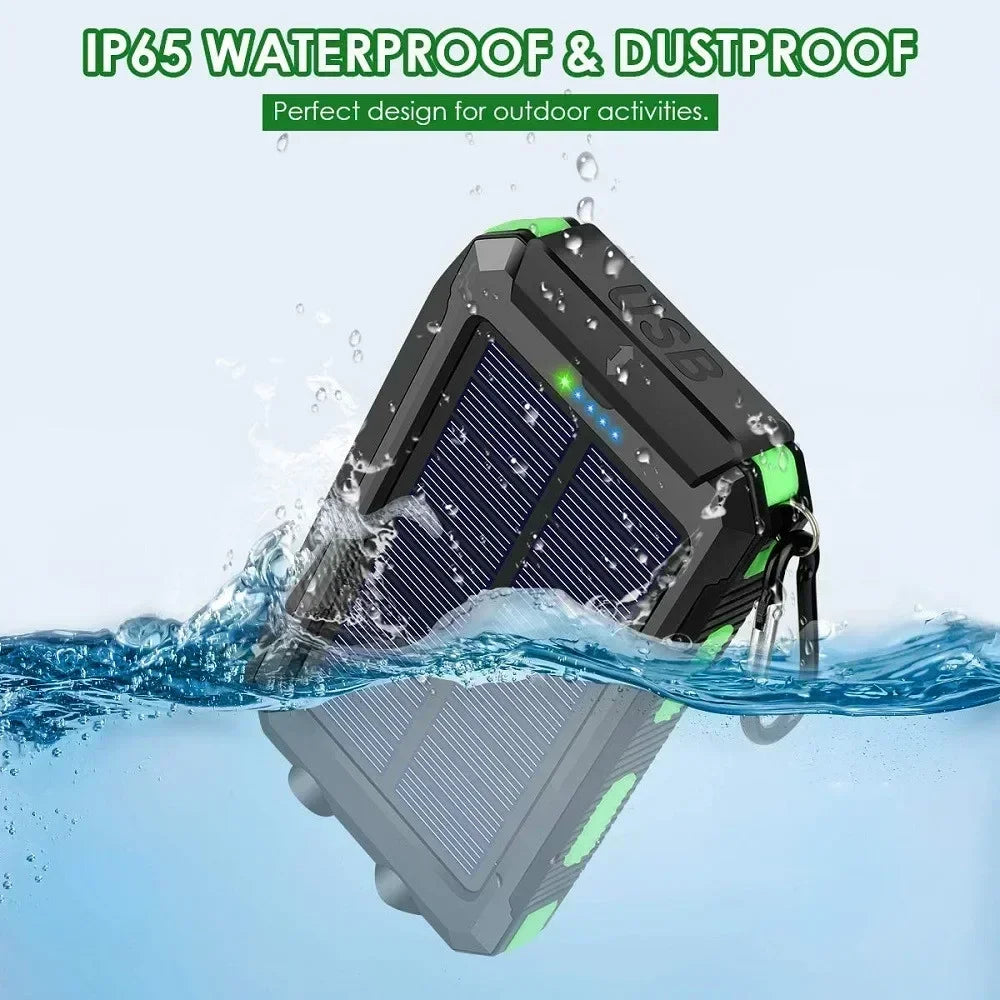 200000mAh Solar Power Bank Dual USB Travel Outdoor Portable External Battery Waterproof Powerbank For Camping Spare Battery