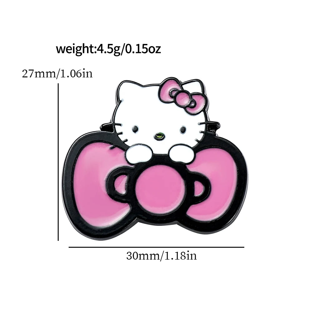 5 Pcs Fairy Tale Anime Sanrio Sticker Cute Hello Kitty Enamel Metal Backpack Mobile Accessories Gift For Friends