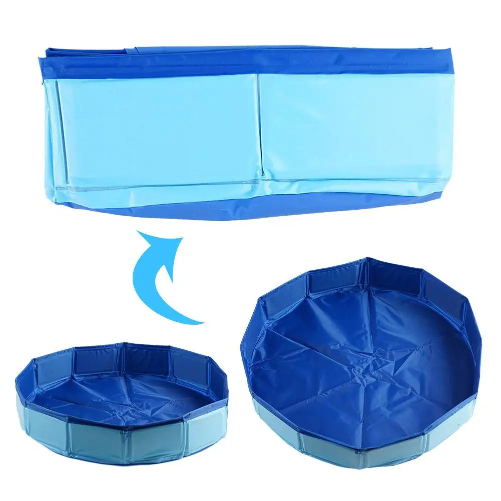 Foldable Dog Bath Swimming Pool Cat Pool Toy With Fish-Water Endless Self Play Interactive Cat Toys Pet Cleaning Water Basin