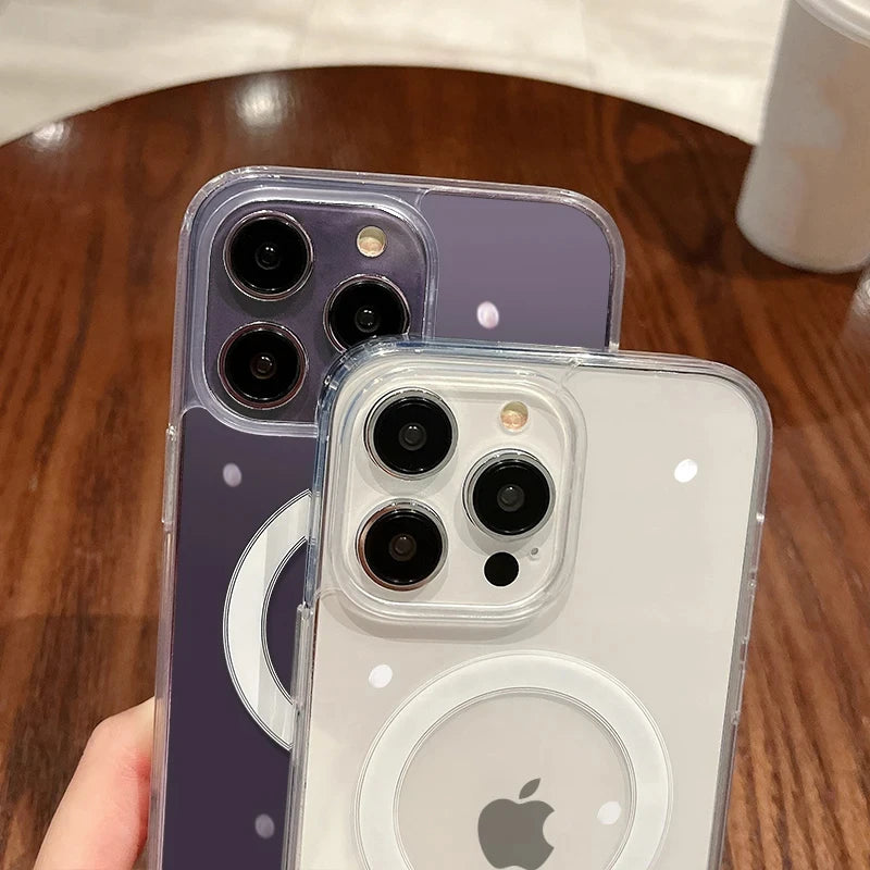 Phone case suitable for iPhone 11, 12, 13, 14, 15 Pro, non yellowing magnetic charging phone case
