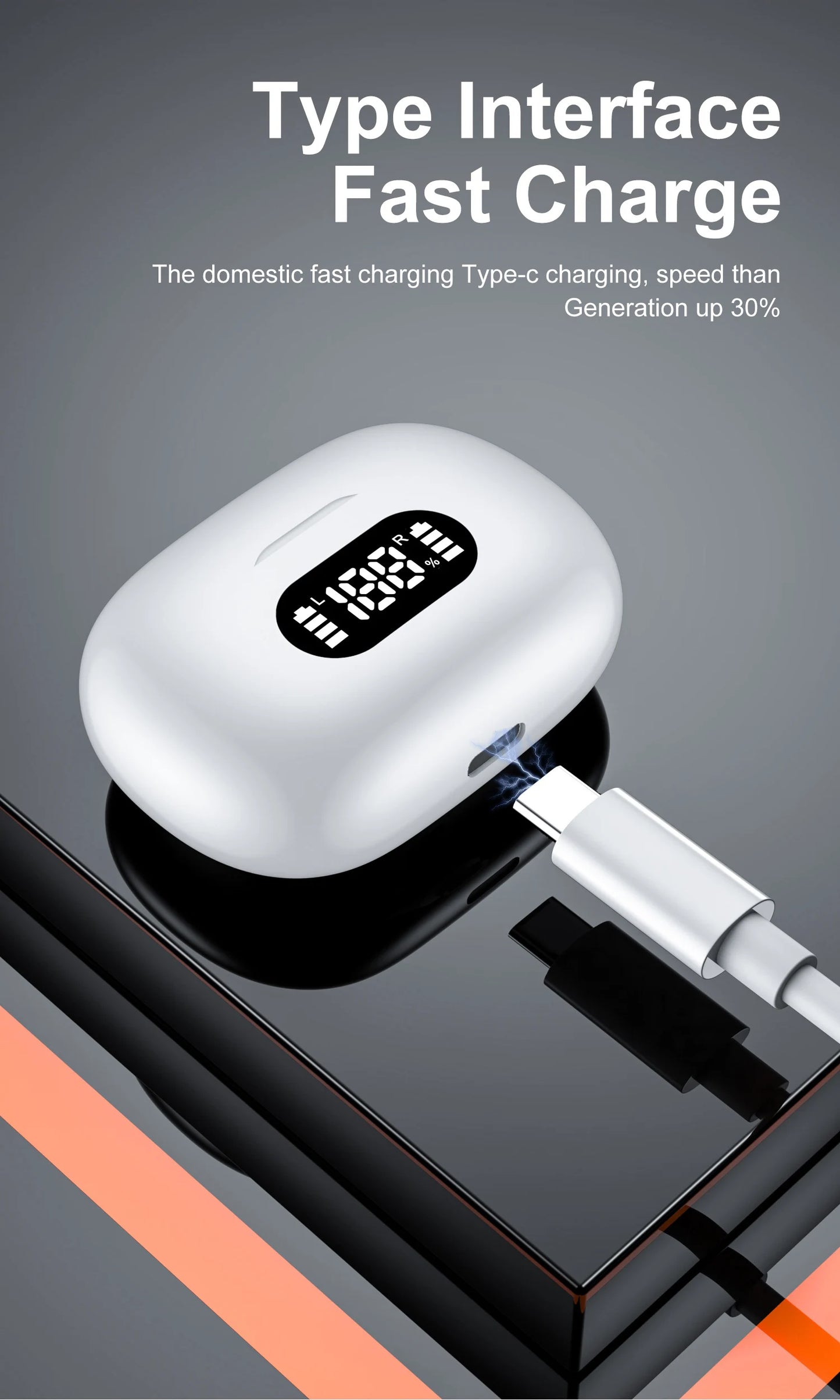 Wireless Bluetooth Headset Bluetooth Earphones with Charging Case Touch Control Bluetooth 5.3 Headphones with Display