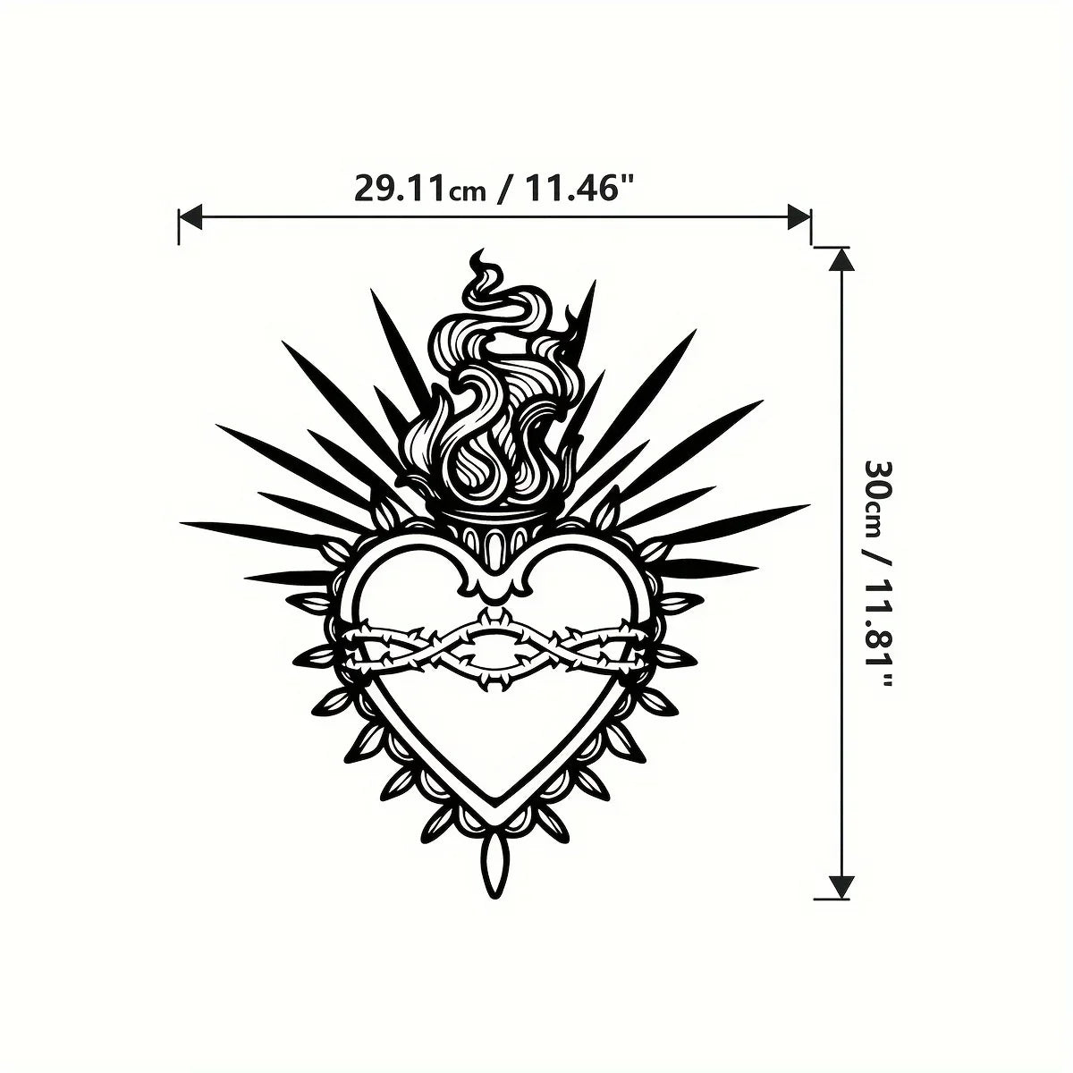 Metal Wall Art Sacred Heart Christ with Sacred Words Verses Ideal for Faith-Based Home and Living Room Decor
