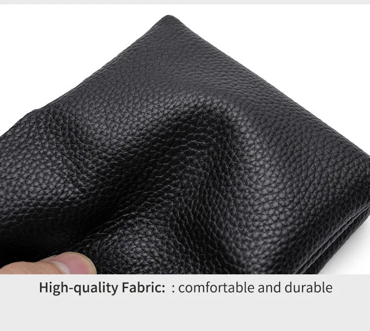 Genuine Leather Short Coin Wallets Card Holder Bag Case Portable Retro Cowhide Small Money Purse For Men Women Earphone Pouch