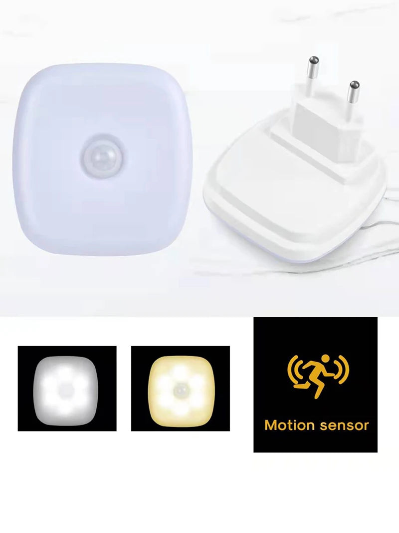 1/2pcs Wireless LED Night Light Motion Sensor EU Plug Children's Nights Light Night Lamp For Home Bedsides Table Bedroom Hallway