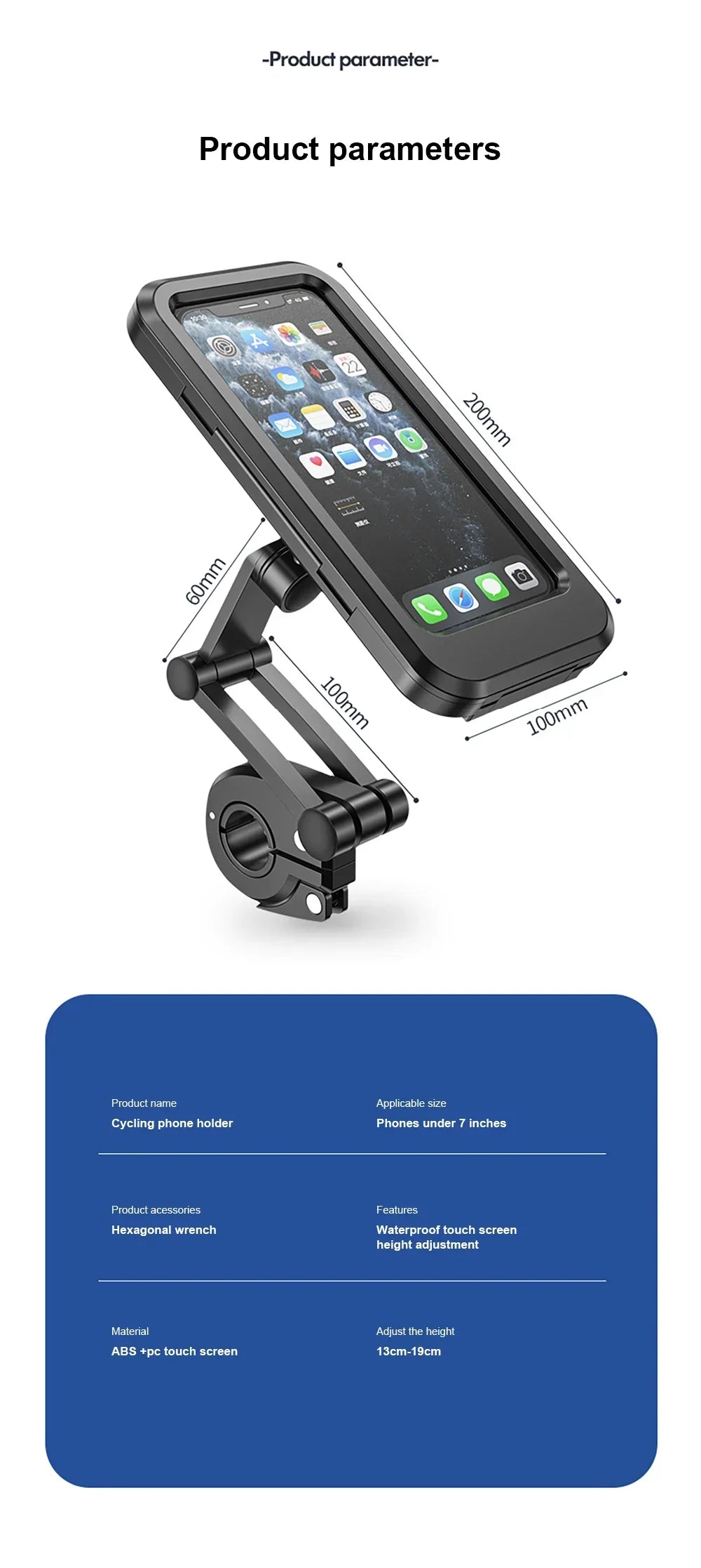 2024 New Motorcycle Phone Stand Waterproof Universal Bicycle Rotation 360 ° Adjustable Motorcycle Phone Stand