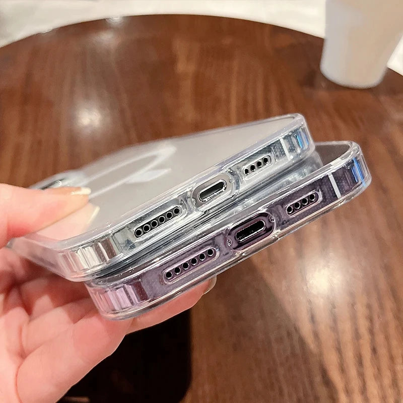 Phone case suitable for iPhone 11, 12, 13, 14, 15 Pro, non yellowing magnetic charging phone case