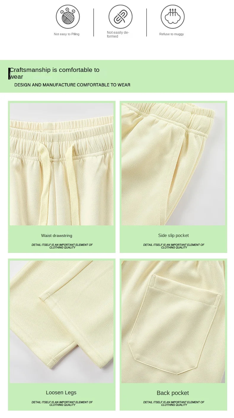 Wide Leg Pant Fashion Causal Breathable Men Sweatpant Male Autumn Versatile Elastic High Waist Drawstring Loose Straight Trouser