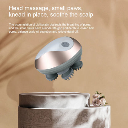 Rechargeable Electric Head Massager Silicone Scalp Kneading Vibration Device 6 Modes for Hair Growth Stress Relief Portable